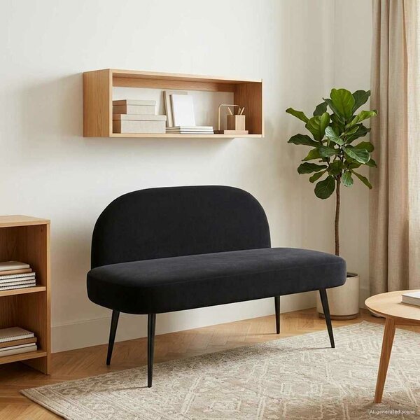VidaXL Kárpitozott pad háttámlával Fekete 110 x 60 x 76 cm Bársony