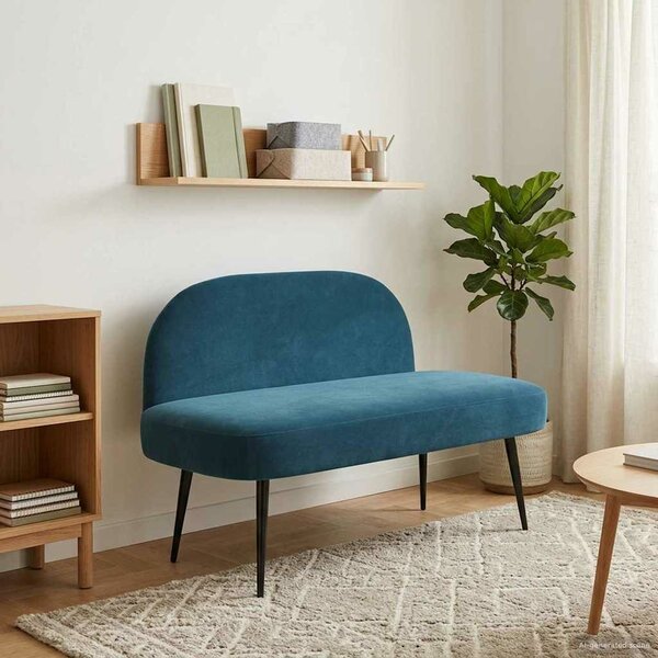 VidaXL Kárpitozott pad háttámlával Kék 110 x 60 x 76 cm Bársony