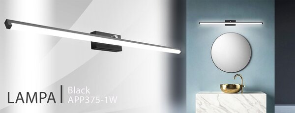 LED FÜRDŐSZOBA LÁMPA TÜKÖR fölötti 20W 100cm APP375-1W black