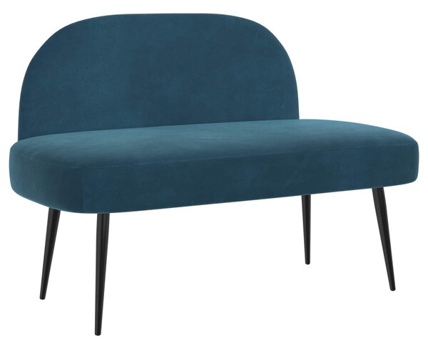 VidaXL Kárpitozott pad háttámlával Kék 110 x 60 x 76 cm Bársony