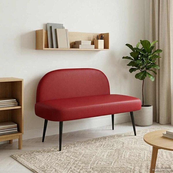 VidaXL Kárpitozott pad háttámlával bordó 110 x 60 x 76 cm Műbőr