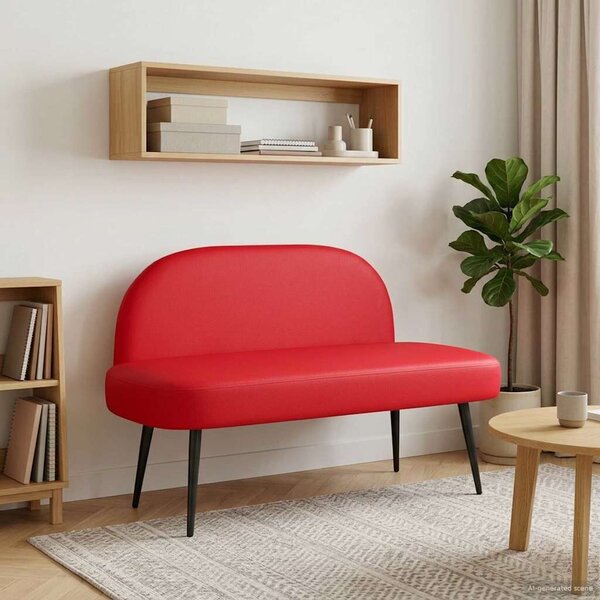 VidaXL Kárpitozott pad háttámlával Piros 110 x 60 x 76 cm Műbőr