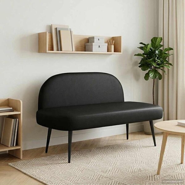 VidaXL Kárpitozott pad háttámlával Fekete 110 x 60 x 76 cm Műbőr