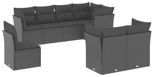 VidaXL Polyrattan Kerti Ülőgarnitúra - 8 részes - Fekete