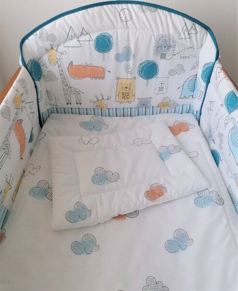 3 részes babaágynemű szett - Állat ovi kék