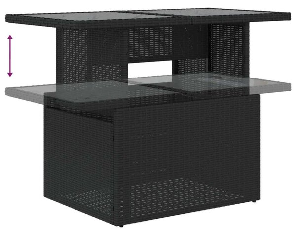 VidaXL Polyrattan Kerti Ülőgarnitúra - 9 részes - Fekete