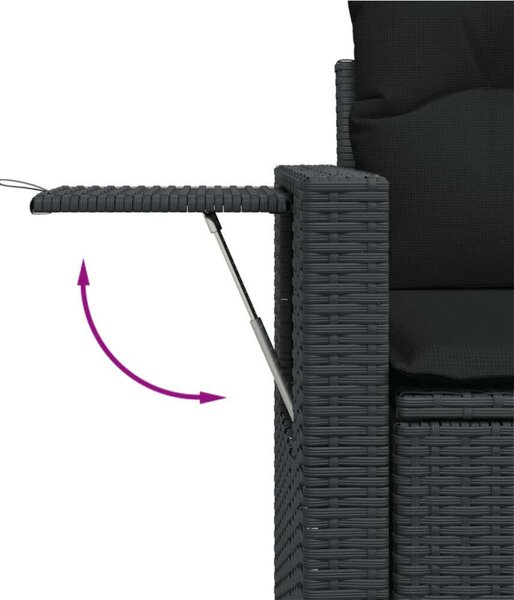 VidaXL Polyrattan Kerti Ülőgarnitúra - 9 részes - Fekete