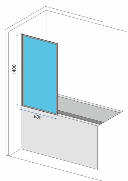 Rea LAGOS 1 FIX - kádparaván, 1 lapos, 80 x 140 cm, fekete-átlátszó, REA-K4561