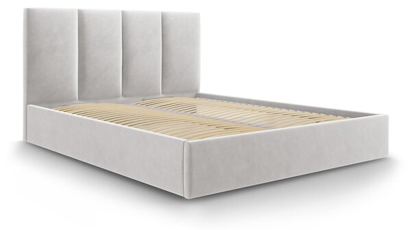Juniper világosszürke bársony kétszemélyes ágy, 140 x 200 cm - Mazzini Beds