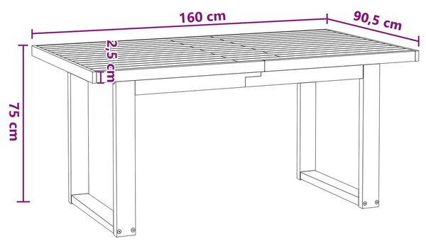 VidaXL Étkezőasztal NOAIN 160 cm Tömör Fenyőfa Fekete Négyszögletes