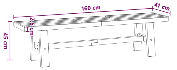 VidaXL Étkező pad NOAIN 160 x 41 x 45 cm Tömör fenyő Fekete