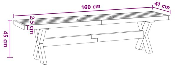 VidaXL Étkező pad NOAIN 160 x 41 x 45 cm Tömör fenyő Fekete