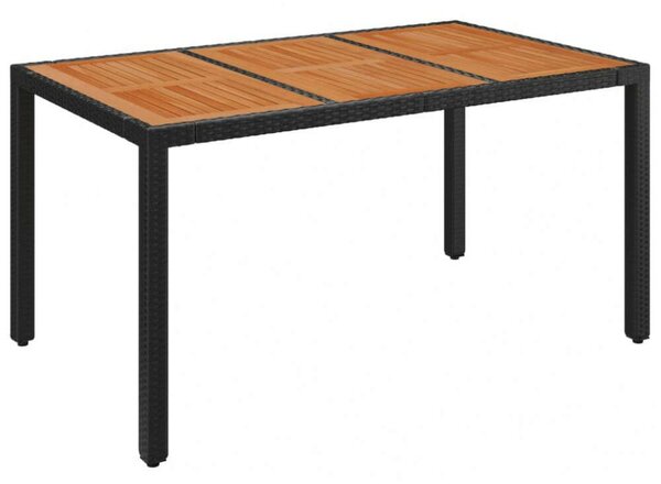 Fekete polyrattan falapos kerti asztal 150 x 90 x 75 cm