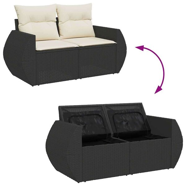 VidaXL Polyrattan Kerti Ülőgarnitúra - 6 részes - Fekete