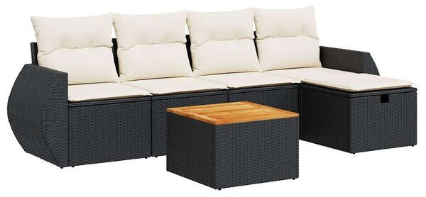 VidaXL Polyrattan Kerti Ülőgarnitúra - 6 részes - Fekete