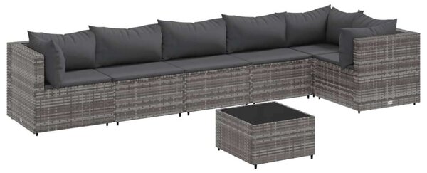 VidaXL Polyrattan Kerti Ülőgarnitúra - 7 részes - Szürke