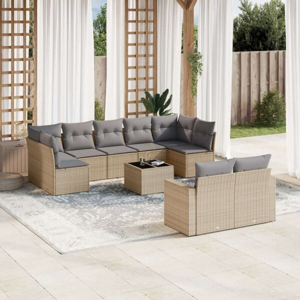 VidaXL Polyrattan Kerti Ülőgarnitúra - 10 részes - Bézs