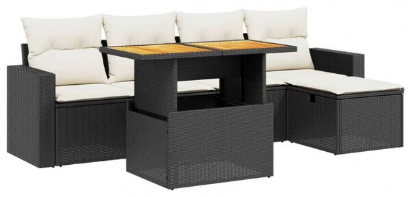 VidaXL Polyrattan Kerti Ülőgarnitúra - 6 részes - Fekete