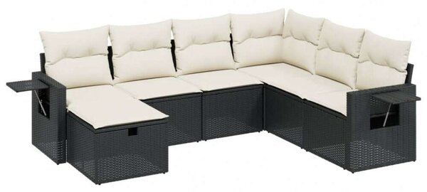 VidaXL Polyrattan Kerti Ülőgarnitúra - 7 részes - Fekete