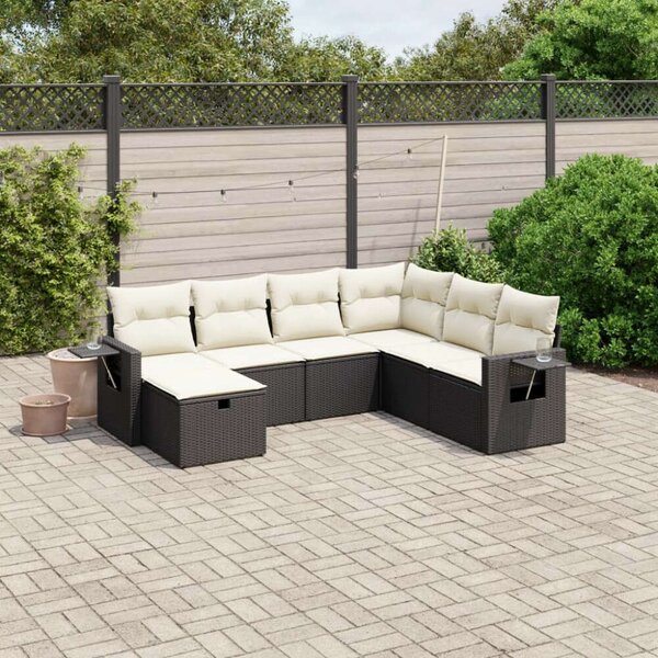 VidaXL Polyrattan Kerti Ülőgarnitúra - 7 részes - Fekete