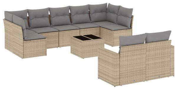 VidaXL Polyrattan Kerti Ülőgarnitúra - 10 részes - Bézs