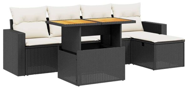 VidaXL Polyrattan Kerti Ülőgarnitúra - 6 részes - Fekete