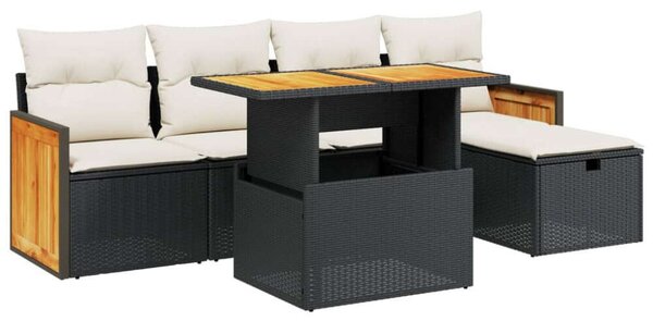 VidaXL Polyrattan Kerti Ülőgarnitúra - 6 részes - Fekete