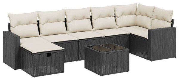 VidaXL Polyrattan Kerti Ülőgarnitúra - 8 részes - Fekete