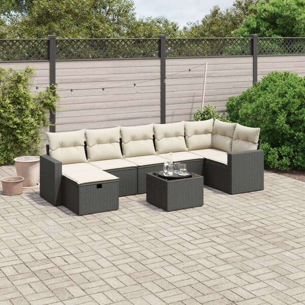 VidaXL Polyrattan Kerti Ülőgarnitúra - 8 részes - Fekete