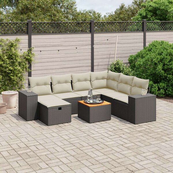 VidaXL Polyrattan Kerti Ülőgarnitúra - 8 részes - Fekete