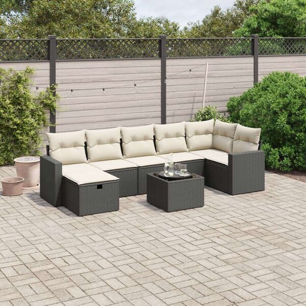 VidaXL Polyrattan Kerti Ülőgarnitúra - 8 részes - Fekete