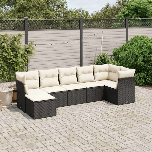 VidaXL Polyrattan Kerti Ülőgarnitúra - 7 részes - Fekete