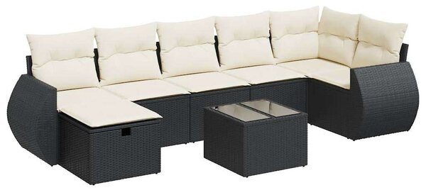 VidaXL Polyrattan Kerti Ülőgarnitúra - 8 részes - Fekete