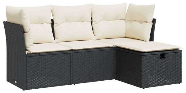 VidaXL Polyrattan Kerti Ülőgarnitúra - 4 részes - Fekete