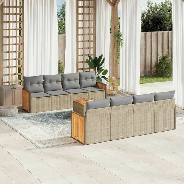 VidaXL Polyrattan Kerti Ülőgarnitúra - 9 részes - Bézs