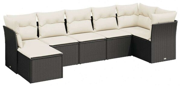 VidaXL Polyrattan Kerti Ülőgarnitúra - 7 részes - Fekete