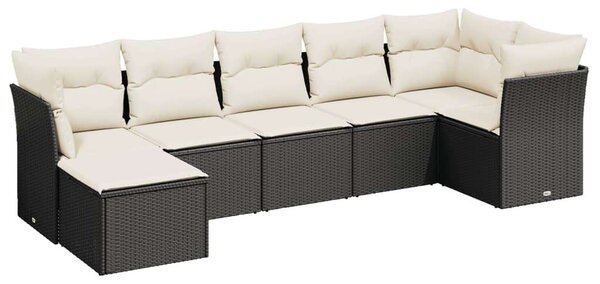 VidaXL Polyrattan Kerti Ülőgarnitúra - 7 részes - Fekete