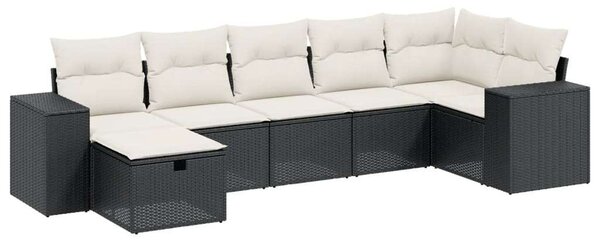 Polyrattan Kerti Ülőgarnitúra - 7 részes - Fekete