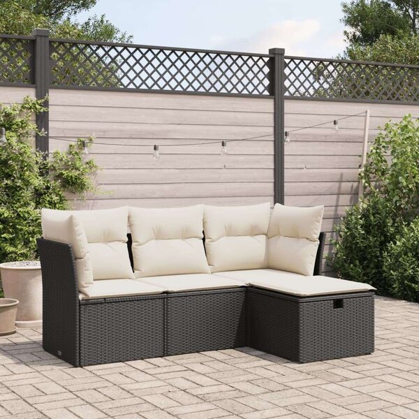 VidaXL Polyrattan Kerti Ülőgarnitúra - 4 részes - Fekete