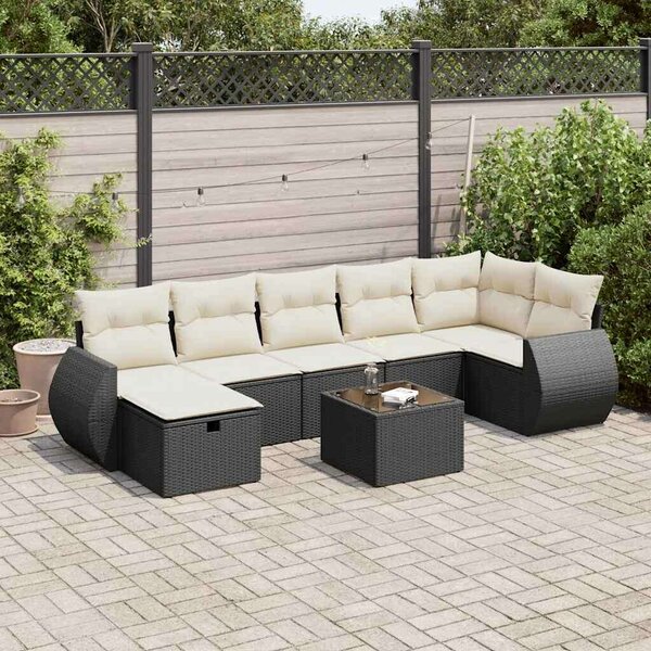 VidaXL Polyrattan Kerti Ülőgarnitúra - 8 részes - Fekete