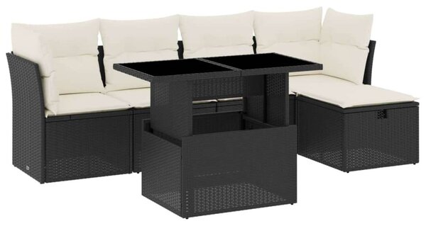 VidaXL Polyrattan Kerti Ülőgarnitúra - 6 részes - Fekete