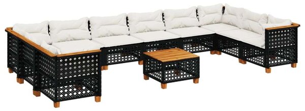 VidaXL Polyrattan Kerti Ülőgarnitúra - 11 részes - Fekete