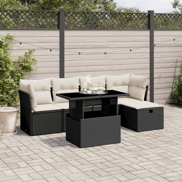 VidaXL Polyrattan Kerti Ülőgarnitúra - 6 részes - Fekete
