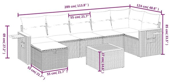 VidaXL Polyrattan Kerti Ülőgarnitúra - 8 részes - Fekete