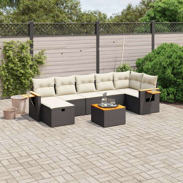 VidaXL Polyrattan Kerti Ülőgarnitúra - 8 részes - Fekete
