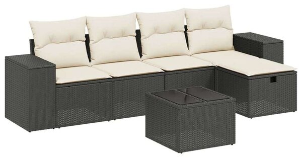 VidaXL Polyrattan Kerti Ülőgarnitúra - 6 részes - Fekete