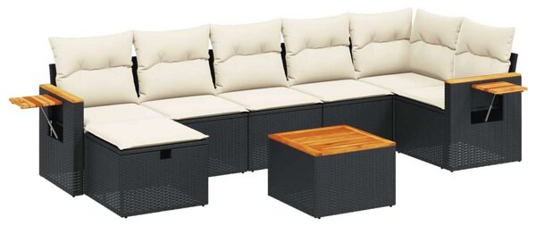 VidaXL Polyrattan Kerti Ülőgarnitúra - 8 részes - Fekete