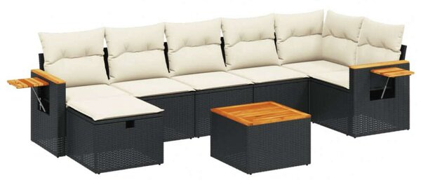 VidaXL Polyrattan Kerti Ülőgarnitúra - 8 részes - Fekete