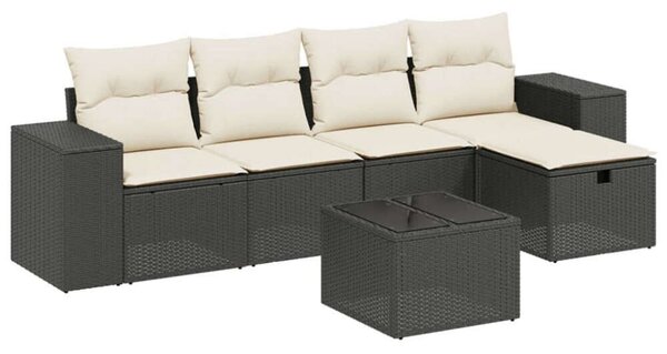 VidaXL Polyrattan Kerti Ülőgarnitúra - 6 részes - Fekete