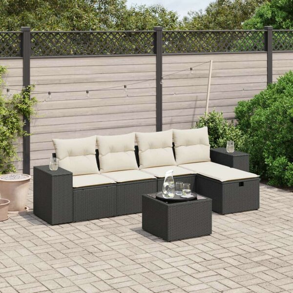 VidaXL Polyrattan Kerti Ülőgarnitúra - 6 részes - Fekete